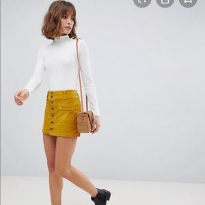 Free People Joanie Cord Yellow Mini Skirt